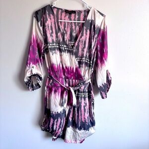 NWT AKIRA Black Label silk blend romper size Large